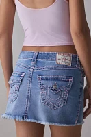 True Religion Sadie Super T Flap Denim Mini Skirt