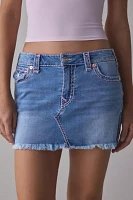 True Religion Sadie Super T Flap Denim Mini Skirt