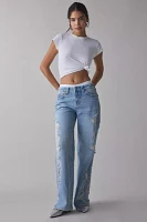 True Religion Bobbi Super Distressed Mid-Rise Baggy Jean