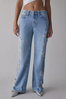 True Religion Bobbi Super Distressed Mid-Rise Baggy Jean