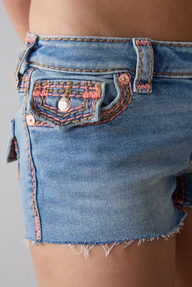 True Religion Joey Low-Rise Super QT Flap Denim Short