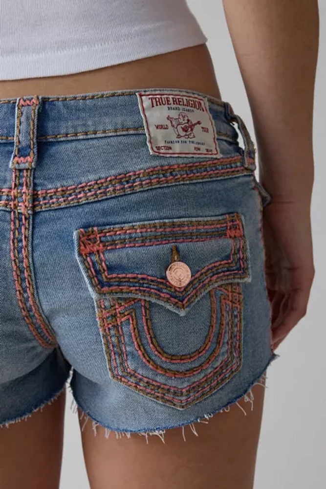 True Religion Joey Low-Rise Super QT Flap Denim Short
