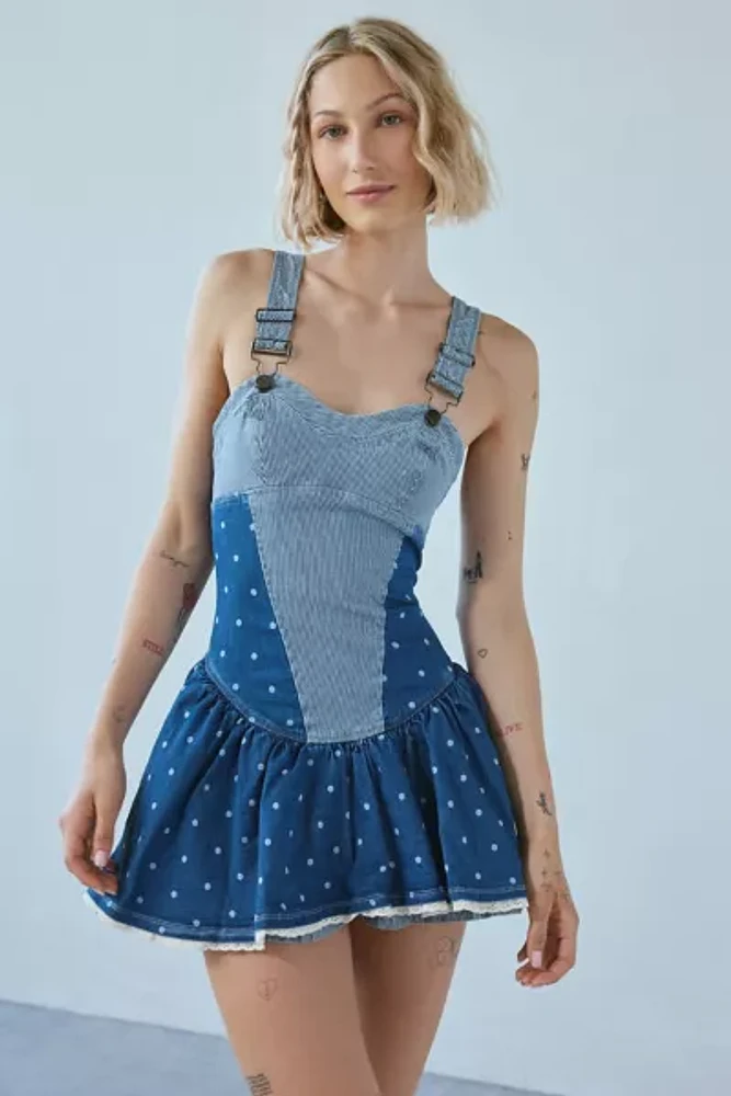 Kimchi Blue Georgia Drop Waist Corset Denim Romper