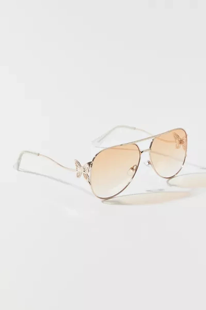 Goldie Butterfly Metal Aviator Sunglasses