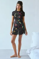 Only Hearts Love Me Tender Embroidered Mesh Baby Tee Mini Dress