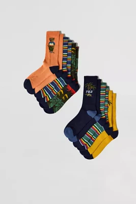 Polo Ralph Lauren Surf Club Bear Crew Sock 6-Pack