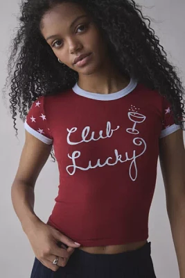 BDG Club Lucky Graphic Ringer Baby Tee