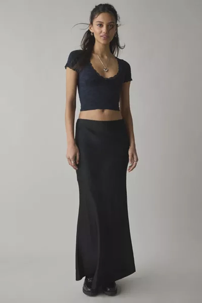 Out From Under Bella Seamless Knit Lace Trim Crop Tee