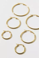 Stainless Steel Thin Hoop Earring Set