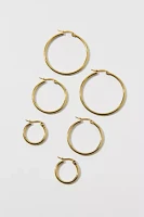 Stainless Steel Thin Hoop Earring Set