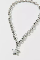 Stainless Steel Puffy Star Charm Necklace