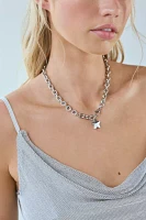 Stainless Steel Puffy Star Charm Necklace