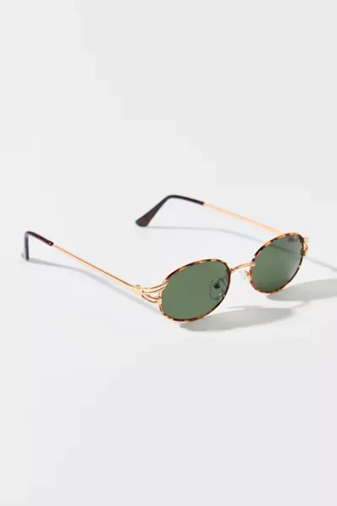 Emery Tortoise Metal Oval Sunglasses