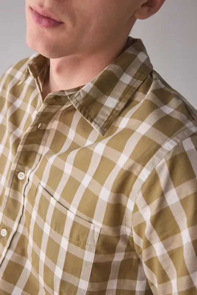 BDG Graphic Print Check Pattern Short Sleeve Shirt