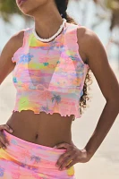 Kulani Kinis Sunset Universe Sheer Mesh Cropped Tank Top