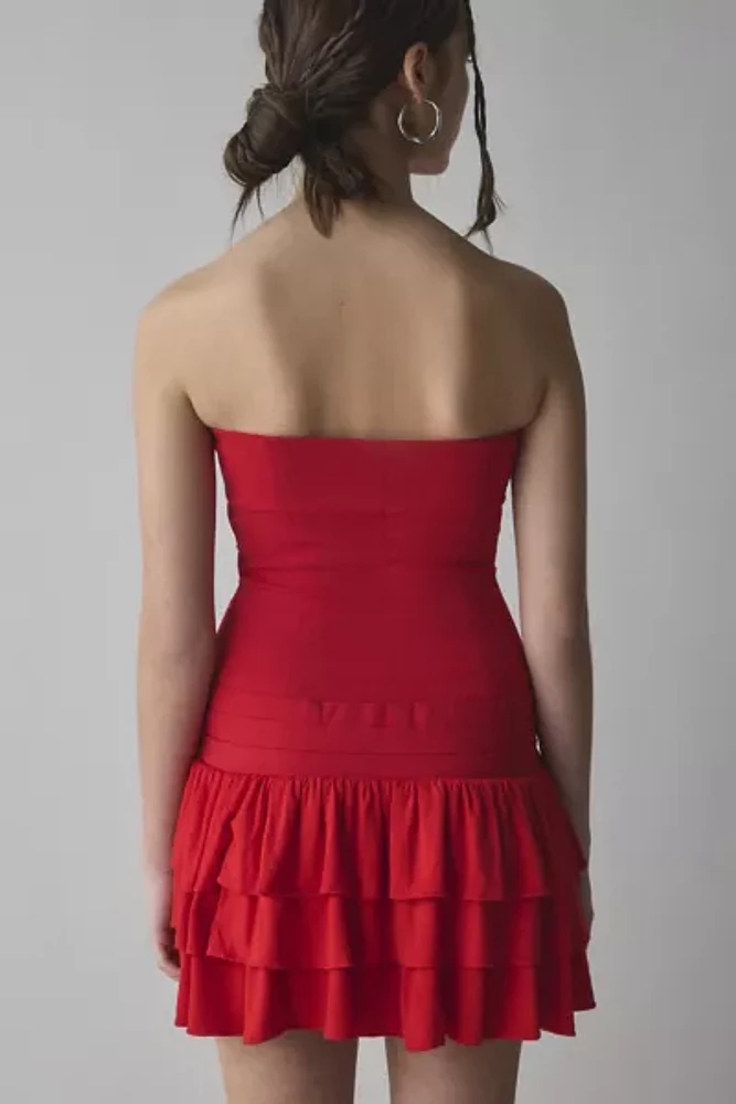 UO Rubie Belted Drop Waist Mini Dress