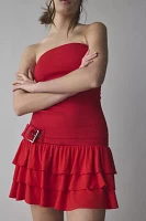 UO Rubie Belted Drop Waist Mini Dress