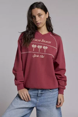 Palm Beach Sports Club Embroidered Graphic V-Neck Pullover