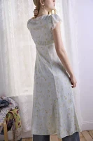 Kimchi Blue Faye Lace Trim Button-Down Midi Dress