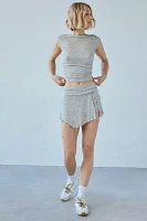 UO Arlette Boatneck Crop Top + Micro Skort Set