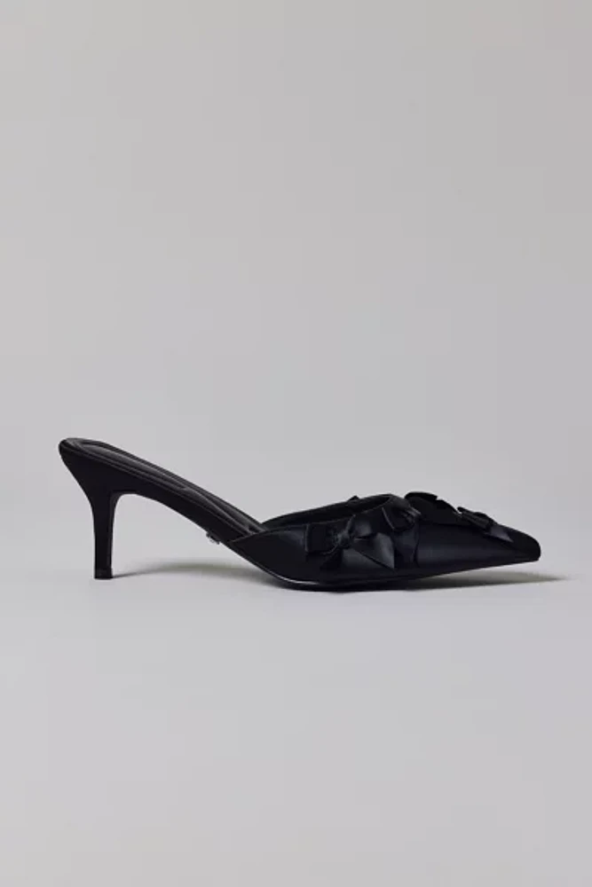 Azalea Wang Ayleena Bow Satin Mule Heel