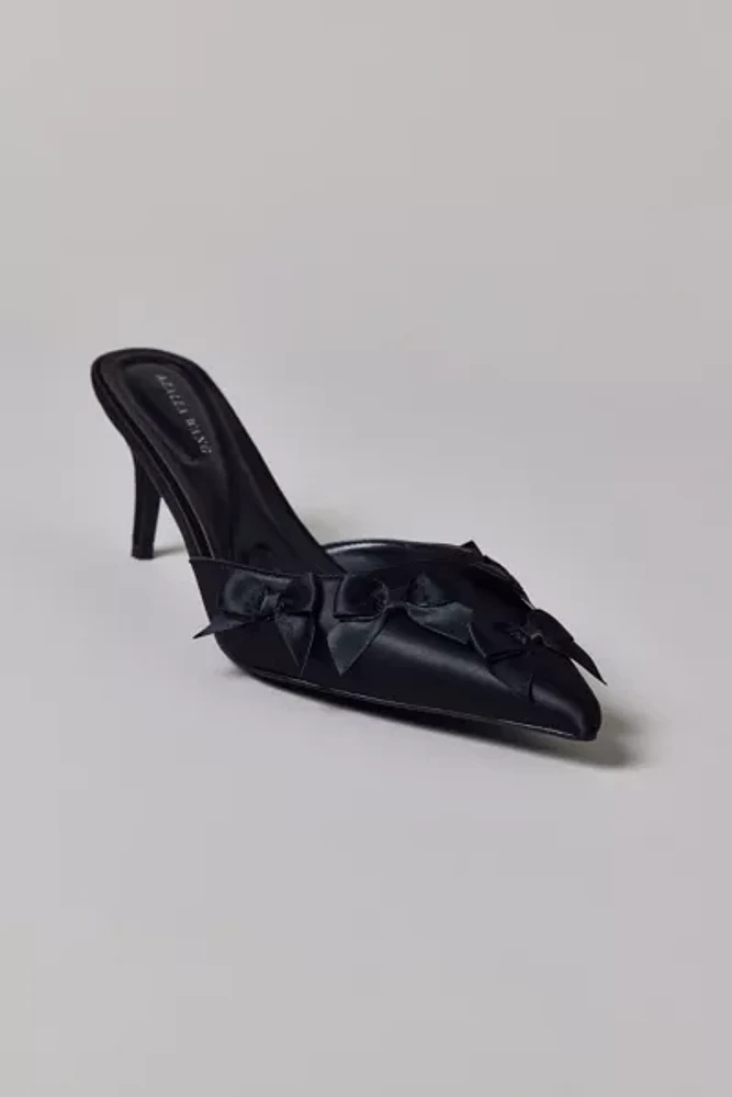 Azalea Wang Ayleena Bow Satin Mule Heel