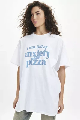 Anxiety & Pizza Graphic Oversized Tee