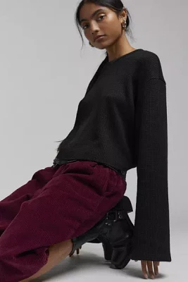 Urban Renewal Remnants Waffle Knit Drippy Sleeve Sweater