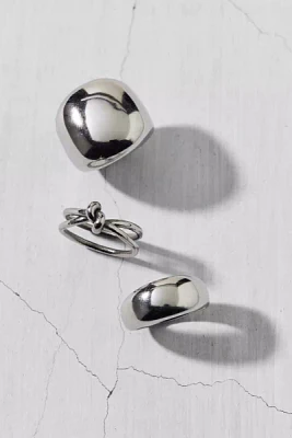 Stainless Steel Modern Statement Ring Set