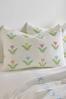 Tulip Icon Embroidered Sham Set