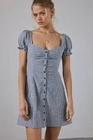 Kimchi Blue Nina Button-Down Puff Sleeve Mini Dress