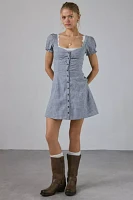 Kimchi Blue Nina Button-Down Puff Sleeve Mini Dress