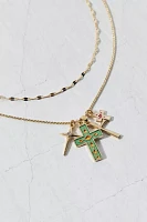 Michelle Delicate Cross Charm Layering Necklace Set