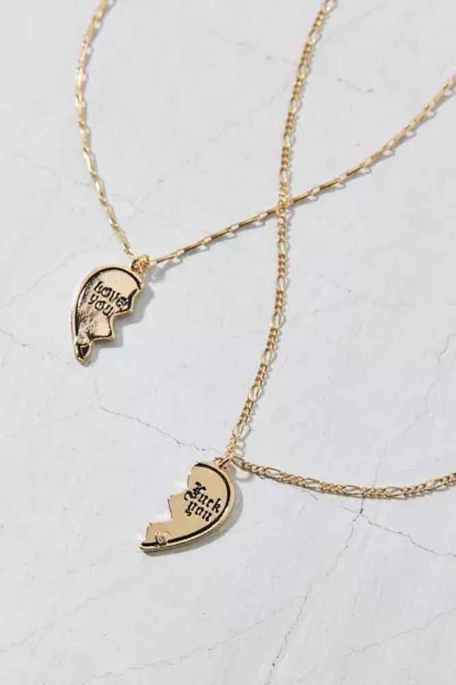 Love U / F U BFF Necklace Set