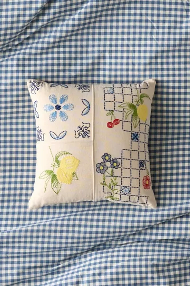 Fruit Lattice Pattern Embroidered Throw Pillow