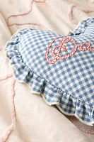 Babe Embroidered Slogan Text Ruffle Heart Shaped Throw Pillow