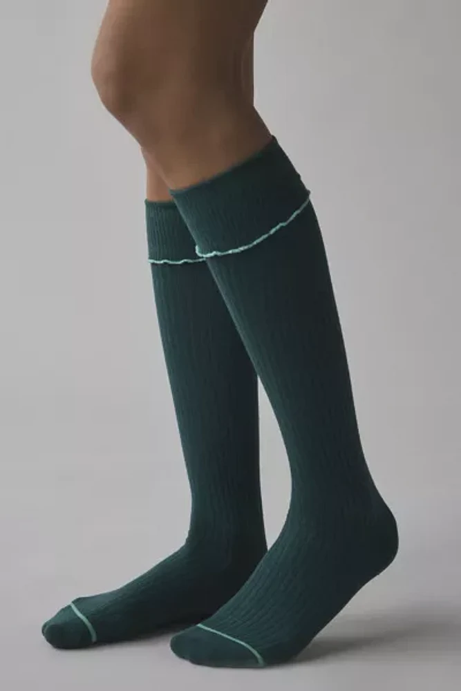 Ribbed Knit Foldover Knee High Sock