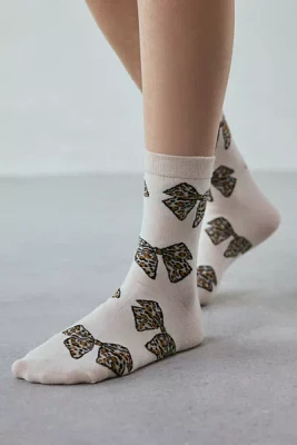 Animal Print Leopard Bow Crew Sock