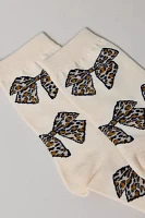 Animal Print Leopard Bow Crew Sock