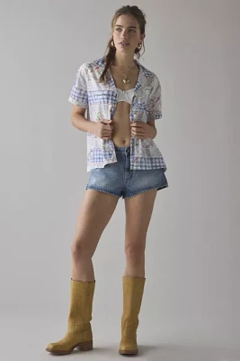 BDG Asher Printed Souvenir Short Sleeve Button-Down Shirt