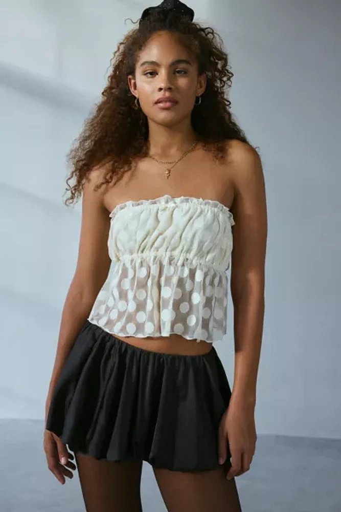 Urban Renewal Remnants Mesh Polka Dot Babydoll Tube Top