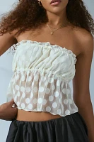 Urban Renewal Remnants Mesh Polka Dot Babydoll Tube Top