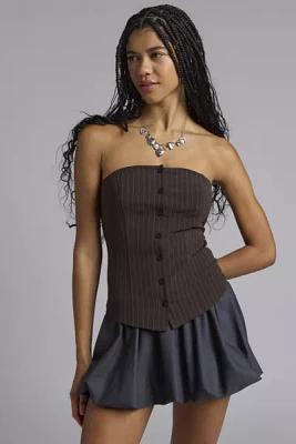 Urban Renewal Remnants Pinstripe Button Front Tube Top