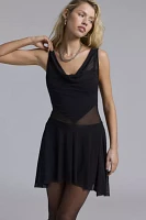 UO Pearl Semi-Sheer Mesh Cowl Neck Mini Dress