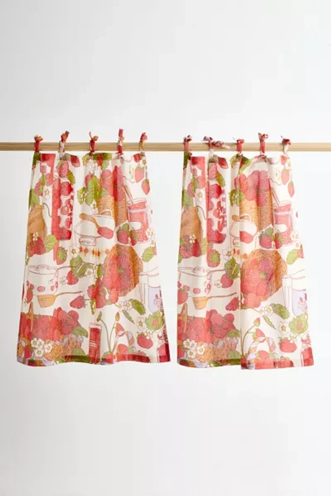 Sweet Strawberry Patterned Café Curtain Set