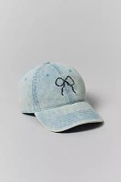 Embroidered Bow Denim Baseball Hat