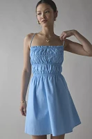 Glamorous Ruched Open Back Lace-Up Mini Dress