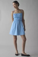 Glamorous Ruched Open Back Lace-Up Mini Dress