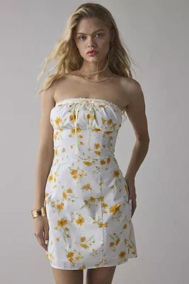 Glamorous Marigold Floral Cotton Strapless Mini Dress