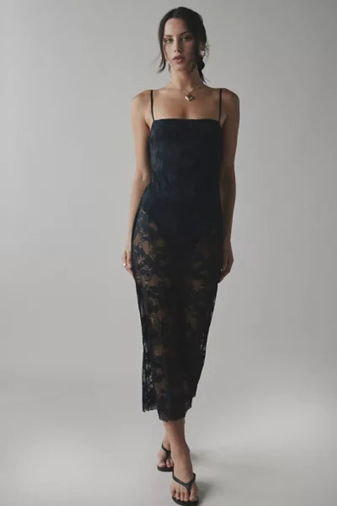 AFRM Marsaille Sheer Lace Midi Dress